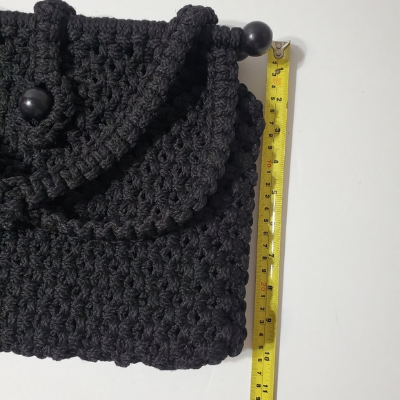 Vintage Macrame Black Shoulder Bag - Picture 14 of 16